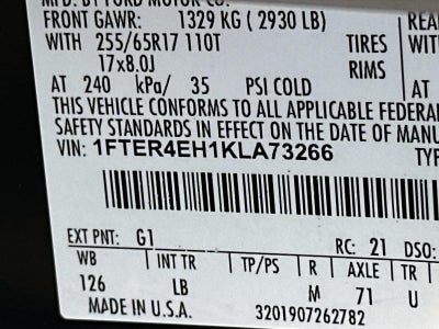 2019 Ford Ranger XLT CREW