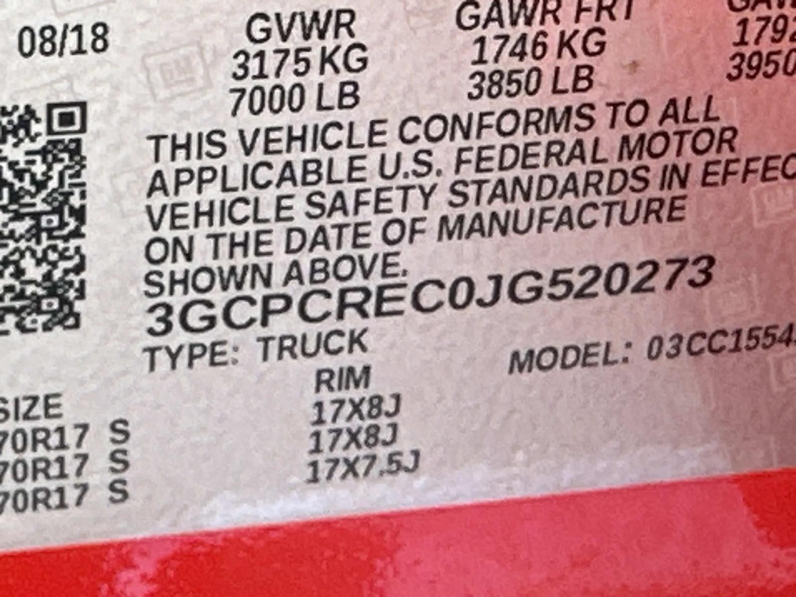 2018 Chevrolet Silverado 1500 CREW 4X2